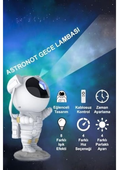 Astronot Galaksi Projektör Kumandalı Gece Lambası Yıldız Ve Samanyolu Projeksiyon Işığı
