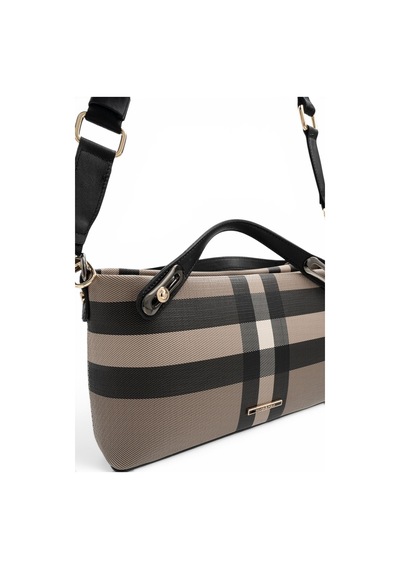 Silver & Polo Silver Polo Kahve - Siyah Ekose Kadın Çapraz Çanta Sp1288