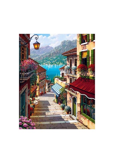Denize Çıkan Sokak Çerçeveli 70x90 Sayılarla Boyama Hobi Seti