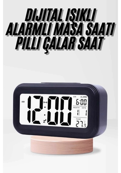 Mey İthalat Dijital Işıklı Alarmlı Çalışma Masası Ekran Pilli Çalar Saat Diğer