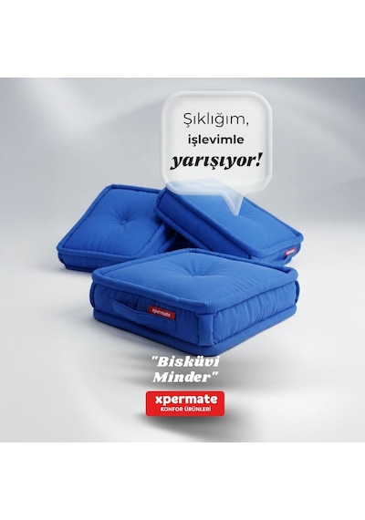 Xpermate Bisküvi Minder Petek Önü Fransız 45x45x14 Mavi