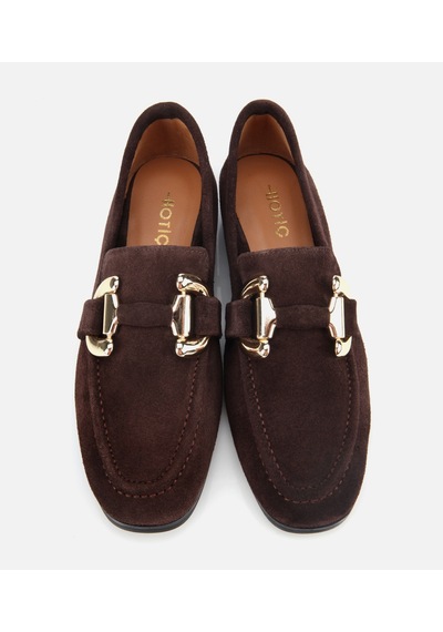 Hotiç Kadın Süet Deri Kahverengi Tokalı Klasik Loafer