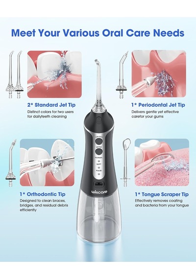 Su Diş Flosser, 10oz Su Tankı İle Taşınabilir Oral Irrigator, 7x Derin Temizleme, 5 Nozul Seçenekleri, Ipx7 Su Geç