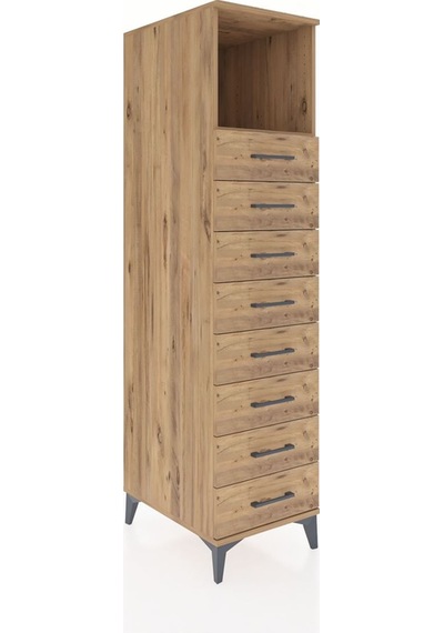 Kronos Dolap Tek Raflı 8 Çekmeceli 44x59x182 Çam-çam Çam