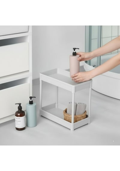 Ayrex 2 Katlı Antrasit Banyo Ve Mutfak Tezgah Üstü Düzenleyici Raf Çok Amaçlı Plastik Organizer, Baharatlık, Diğer