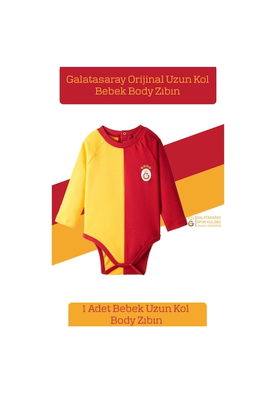 Galatasaray Lisanslı Uzun Kol Bebek Body Zıbın Hediyelik Ahşap Kutulu 036 Kırmızı