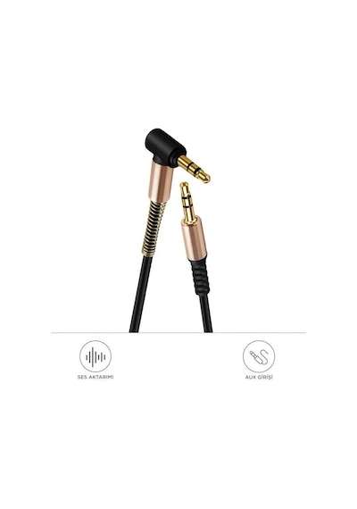 Altın Uçlu Araç Müzik Ses Kablosu Stereo Aux Akordiyon Kablo 3.5mm