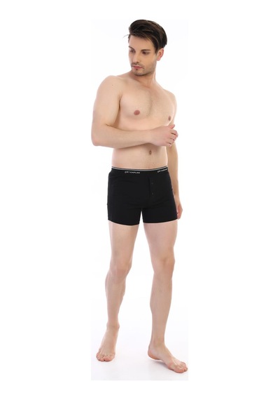 Çift Kaplan Erkek Elastanlı Biyeli Siyah Boxer Şort 880