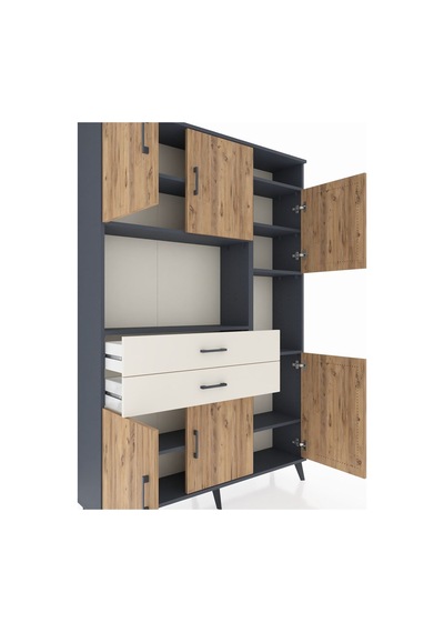 Arges Dolap 9 Raflı 2 Çekmeceli 6 Kapaklı 132x30x195 Antrasit... Antrasit Arges Dolap 9 Raflı 2 Çekmeceli 6 Kapaklı 132x30x195 Antrasit... Antrasit
