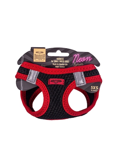 Doggie Havalı Dokuma Neon Serisi Küçük Irk Göğüs Tasması Kırmızı 3XS-22-26Cm Kırmızı