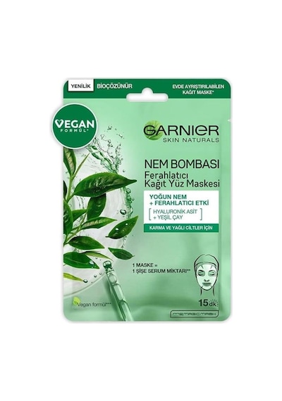 Garnier Hydra Bomb Yeşil Çay Özlü Ferahlatıcı Kağıt Yüz Maskesi 28 G