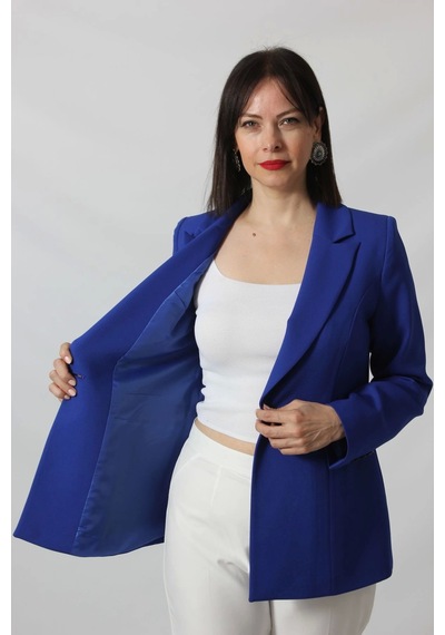 Moda Berray 1904 Saks Mavi Fermuarlı Cep Aksesuarlı Kadın Büyük Beden Blazer Ceket Saks Mavi Moda Berray 1904 Saks Mavi Fermuarlı Cep Aksesuarlı Kadın Büyük Beden Blazer Ceket Saks Mavi