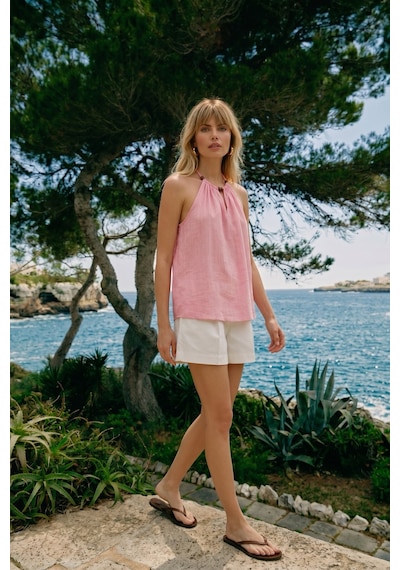 Sateen Aksesuar Detaylı Bluz - Pembe-137622