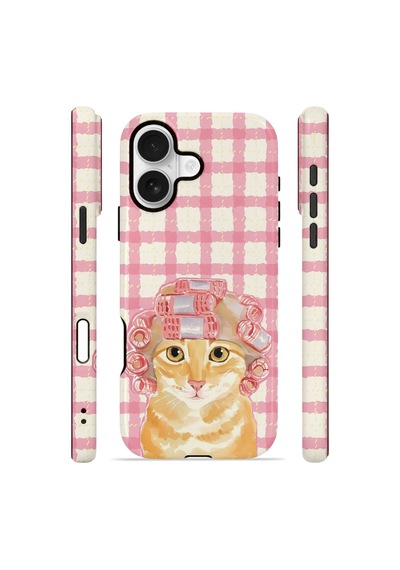 Apple iPhone Uyumlu 17 Vorian Çift Katmanlı Kılıf Pink Picnic Cat