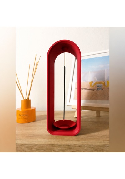 3d Baskı The Shrine Tütsülük - Modern Kemer Formlu Tütsü Tutucu-kırmızı
