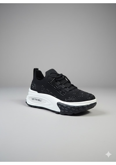 Voyager Triko Kalın Taban Kadın Sneaker Ayakkabı B029 Siyah