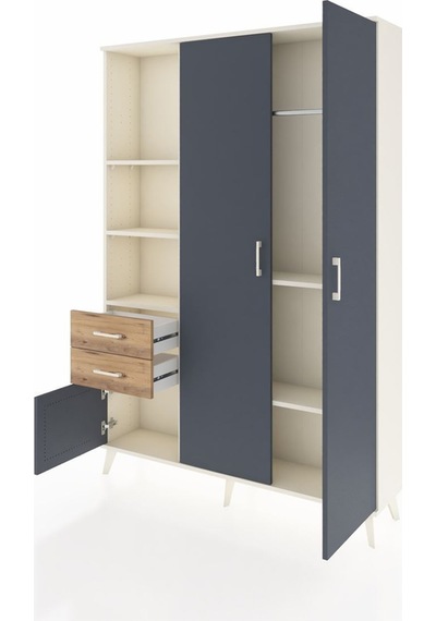 Arges Dolap 5 Raflı 2 Çekmeceli Tek Askılı 132x30x195 Aytaşı-antrasit/çam Antrasıt/atlas Çam Arges Dolap 5 Raflı 2 Çekmeceli Tek Askılı 132x30x195 Aytaşı-antrasit/çam Antrasıt/atlas Çam