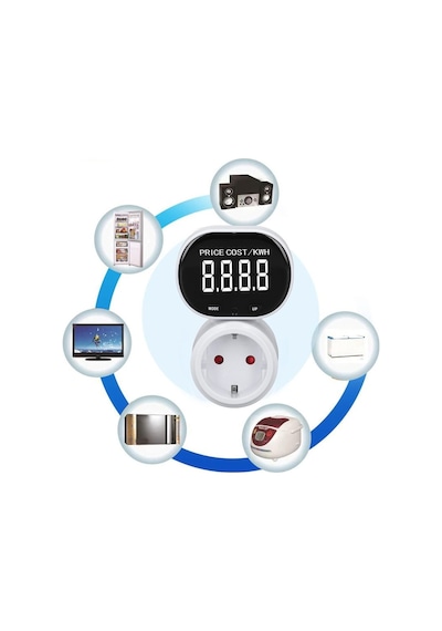 Wellhise Pm 005 Dijital Enerji Ölçer Priz - Dönebilir Va Ekranlı Wattmetre - 16a 3680w