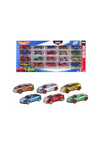 Toysan 20 Li Speed Racer Diecast Metal Araba Toy-35 Renkli