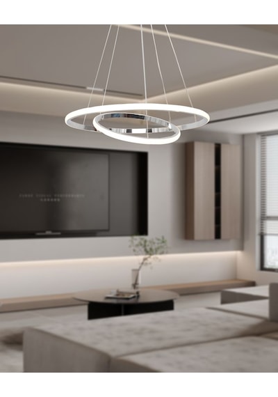 Tt300-2 Kr Tt Aydınlatma Halka 2 Li Krom Led Avize