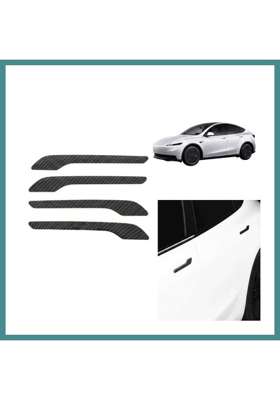 Trendexa Tesla Model 3 Y Uyumlu Karbon Dış Kapı Kolu Koruyucu Kaplama Seti 4 Lü Siyah Mac