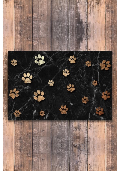 Evaşk  Vinil Kaymaz Tabanlı Keçe Baskılı Evcil Hayvan Pet Mama Paspası 45x75 Renk PATİ PM05XLPA