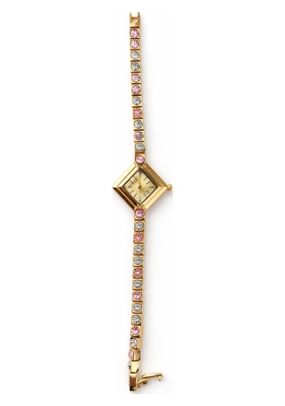 Cavaro Gold Kasa Pembe Taşlı Bilezik Kordon Zarif Kadın Vintage Retro Saat Turkuaz