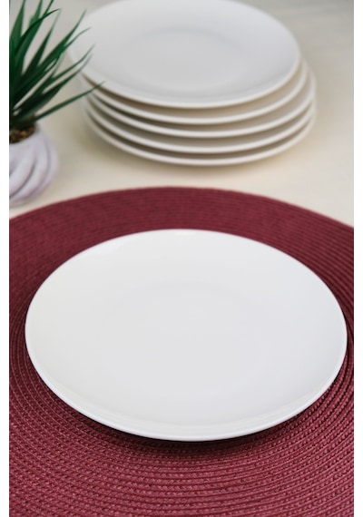 Tabak Evi Porselen Chic Servis Tabağı 24,50cm 6 Lı Krom