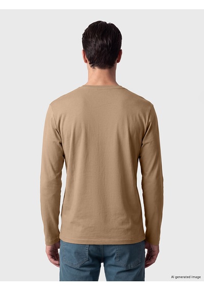 Lcwaıkıkı Classic Bej Bisiklet Yaka Baskılı Erkek Sweatshirt