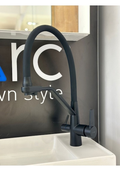 Fleko Yeni Arıtmalı Siyah Esnek Borulu Evye Bataryası Siyah