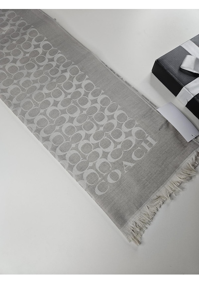 C Desen Yün İpek Şal İnce Kumaş Çift Taraflı Silk Scarfs Taş Gri