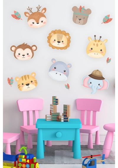 MSticker Sevimli Hayvanlar Geyik,Fil,Aslan Çocuk Bebek Odası Duvar Sticker