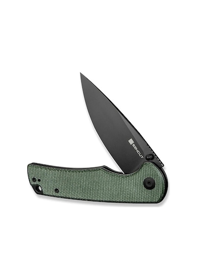 Sencut Praktisk Green Canvas Micarta Handle Black 9cr18mov Blade Kamp Çakı Yeşil