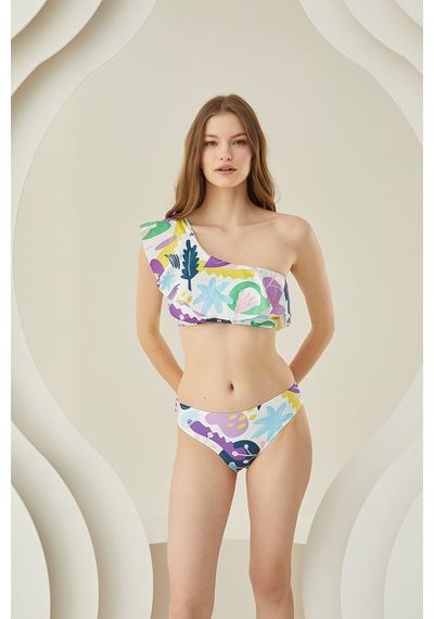Loya Kadın Renkli Verano Tek Omuz Askılı Tek Üst Bikini