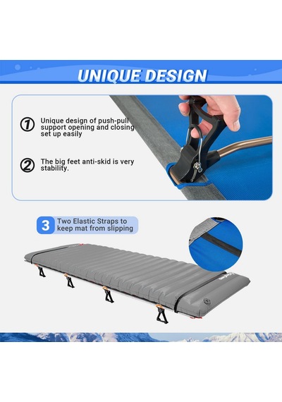 Kingcamp Sequoia Ultralight Katlanır Kampet Portatif Yatak Blue/blk Mavi