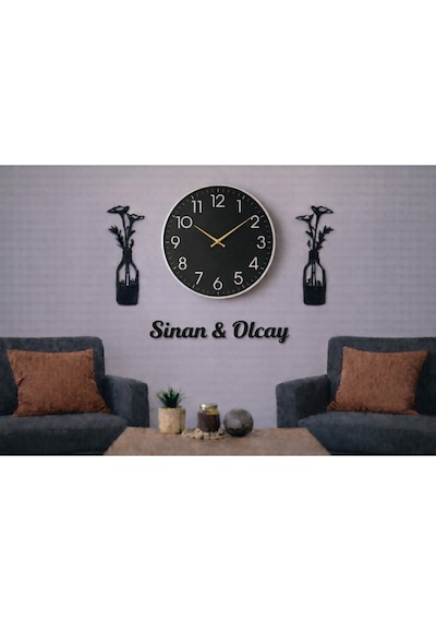 Duvar Saati Şık Ve Tasarım 40 Cm Çiçekler 30 Cm Kişiye Özel No1001 Çok Renkli