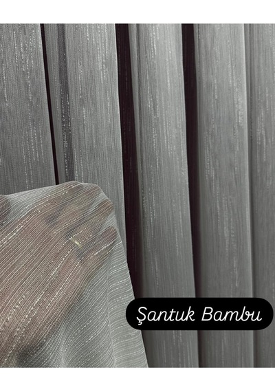 Şantuk Bambu Ağır Gramajlı 1/3 Sık Pileli Ütü İstemez Tül Perde Özel Seri Premium Şantuk Bambu Kırık Beyaz