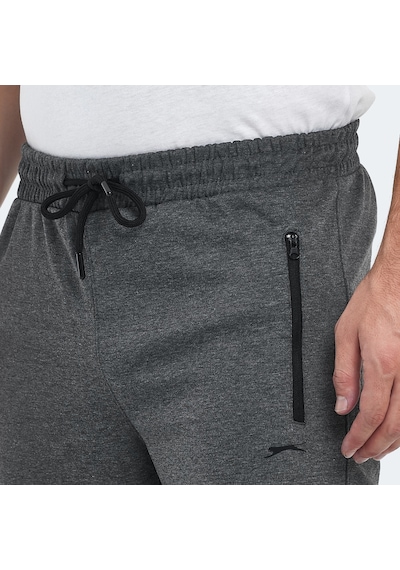 Slazenger ONON IN Erkek Fermuar Cepli Koyu Gri Eşofman Altı