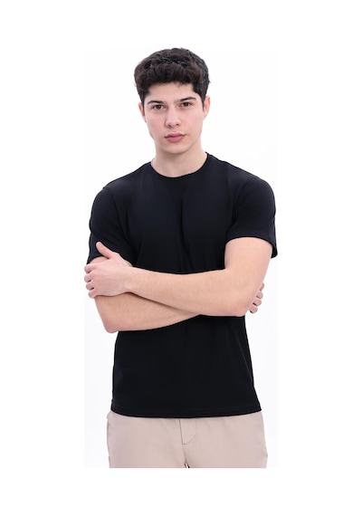 Freemen Erkek/unisex Bisiklet Yaka Basic  Tişört %100 Pamuk Siyah