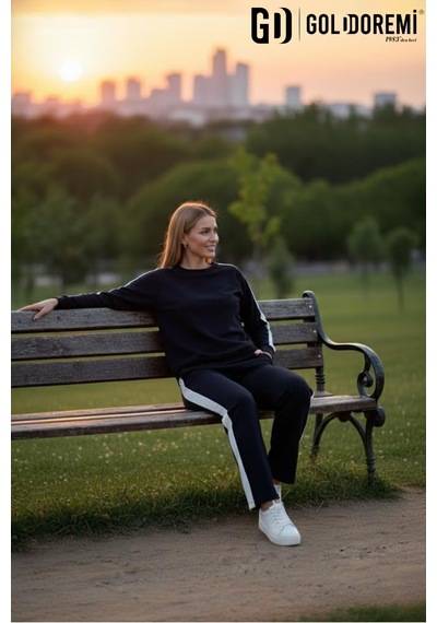 dikarei Gd Goldoremi 040 Modal Kadın Şerit Detaylı Kolları Manşetli Bol Kesim Eşofman Takım Siyah dikarei Gd Goldoremi 040 Modal Kadın Şerit Detaylı Kolları Manşetli Bol Kesim Eşofman Takım Siyah