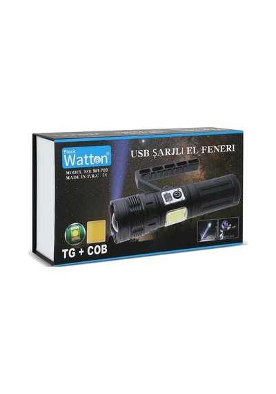 15.000 Lümen Tg+cob Led Şarjlı El Feneri Wt-703 Çok Renkli