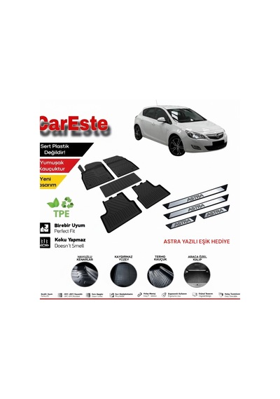 Opel Astra J Hb 2010-2015 4d Havuzlu Paspas Seti + Astra Yazılı Kapı Eşiği
