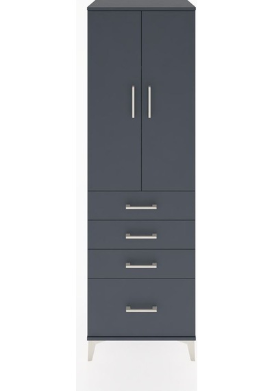 Hyperion Dolap 3 Raflı 4 Çekmeceli 2 Kapaklı 60x44x195 Antrasit-antrasit Antrasit