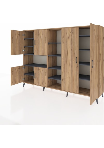 Hyperion Dolap 13 Raflı 6 Kapaklı 220x44x163 Çam-çam/antrasit Çam-çam/antrasit Hyperion Dolap 13 Raflı 6 Kapaklı 220x44x163 Çam-çam/antrasit Çam-çam/antrasit
