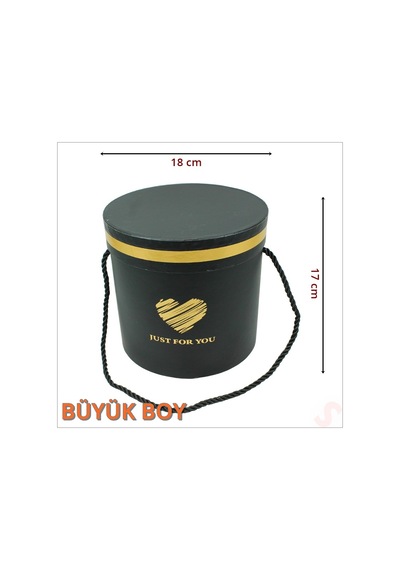 Silindir Kutu Büyük Boy, 18 Cm X 17 Cm - Siyah