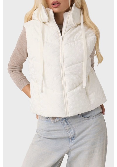 Guess Daisy Logolu Regular Fit Kapüşonlu Yaka Şişme Yelek Kadın Yelek W6bl53 W4182 G012 Beyaz