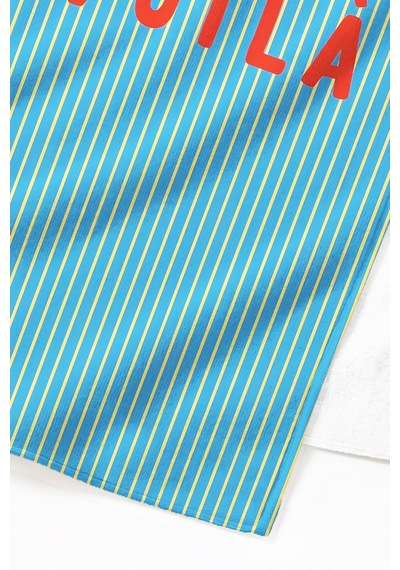 Çizgili Mavi Yaz Temalı Plaj Havlusu - Modern Akdeniz Sarı Kırmızı Hızlı Kuruyan Mikrofiber Havlu Uçuk Bulut