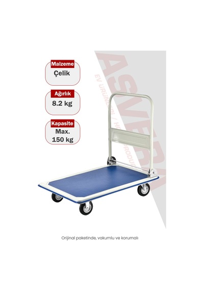 Asvera Lowbed 300 Katlanabilir Platform El Arabası 300 Kg Yük Arabası