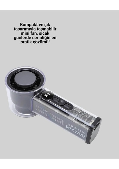 Belirtilmemiş Dijital Ekranlı Şarjlı Mini Fan 100 Kademeli Hız Ayarı