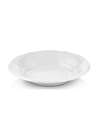 12 Adet Beyaz Oluklu Melamin Çukur Yemek Tabağı 18x3cm Pilav, Kuru Nohut Çok Hesaplı Sulu Yemek Kabı Beyaz
